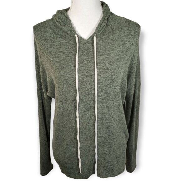 WINDSOR ARMY GREEN HOODIE W/CROCHET BACK SZ. M/L EUC - Picture 1 of 4